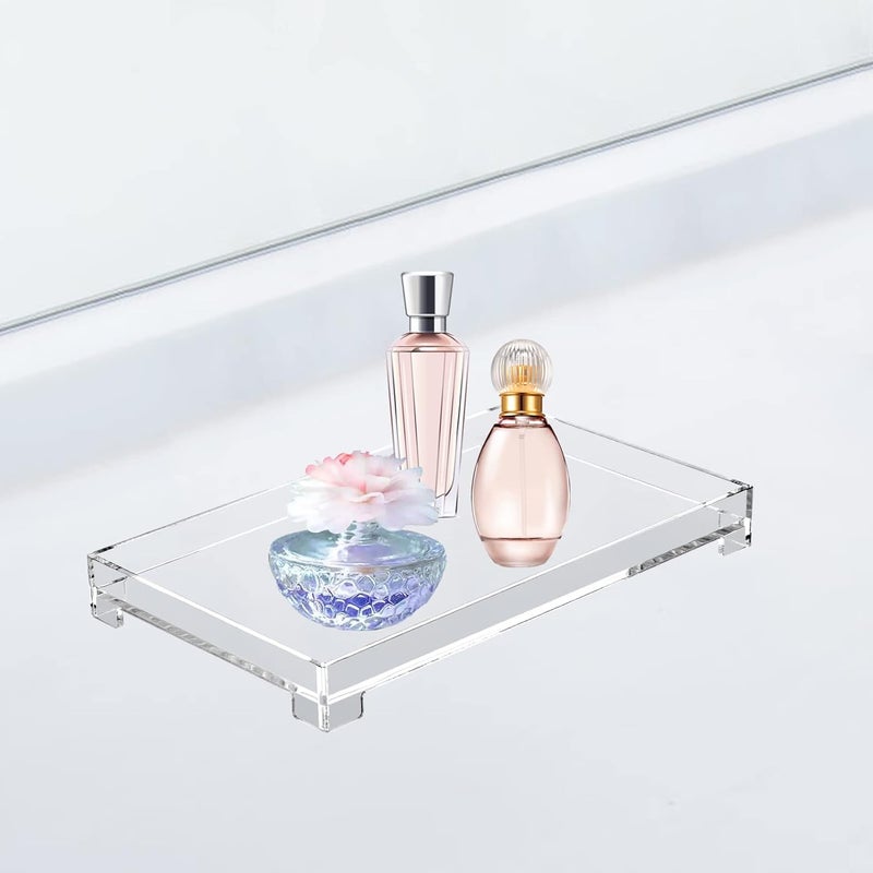 DELIPPLY Vanity Bathroom Tray, Acrylic Rectangle Decorative Catchall Organizer Storage Tray (Medium-Clear) - Image 3